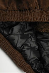 Fur Trim Suede Toggle Hooded Coat