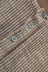 Waffle Knit Relaxed Long Sleeve Henley Tee