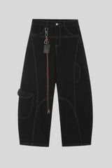 Contrast Stitch Wide Leg Cargo Pants