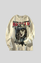 Gothic Portrait Typography Graphic Oversized Sweatshirt