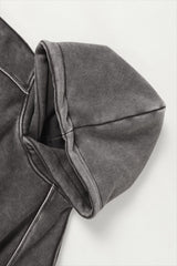 Washed Panel Seam Oversized Pullover Hoodie