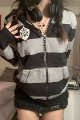 Stripe Colorblock Casual Hoodie