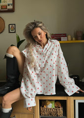 Genessa - Strawberry Print Shirt & Shorts Two-Piece Set