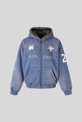 Fleece Lined Varsity Washed Zip Coat