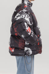 Anime All Over Graphic Puffer Jacket
