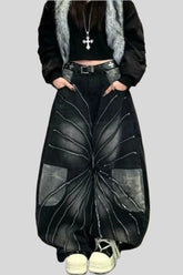 Camo Panel Baggy Wide Leg Jeans