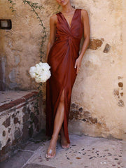 Deep V Stylish Sleeveless Backless Dress