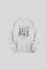 Washed Figure Graphic Oversized Crew Neck Sweatshirt