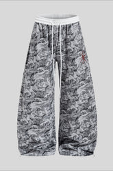 Camo Typography Wide Leg Sweatpants