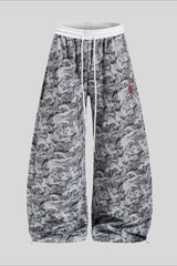 Camo Typography Wide Leg Sweatpants