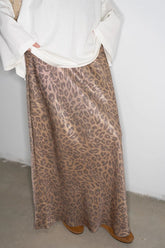 Glossy Straight Leopard Midi Skirt