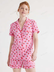 Casual Floral Print Loungewear Shirt & Shorts Cardigan Set