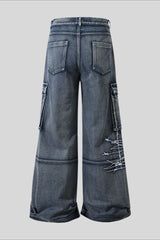 Utility Multi Pocket Wide Leg Jeans