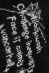 Fuzzy Typography Relaxed Crew Neck Sweater