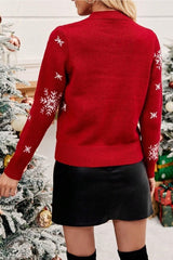 Christmas Tree Snowflake Red Crew Neck Sweater