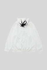 Flocked Spider Snap Hem Hoodie