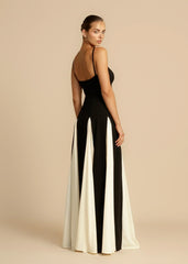 Celia | Elegant Contrast Ruffles Maxi Dress