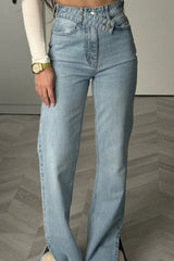 Retro Asymmetric Waist Slimming Jeans