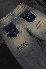 Studded Ripped Micro Flared Jeans