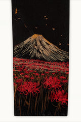 Mount Fuji Landscape Embroidered Wide Leg Jeans