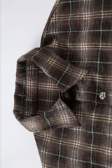 Layered Plaid Typography Embroidered Long Sleeve Shirt