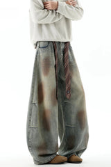 Dirty Wash Strap Wide Leg Jeans