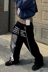 Music Score Graphic Wide Leg Sweatpants