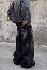 Lightning Wash Wide Leg Jeans