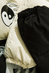 Skeleton Patch Color Block Puffer Jacket