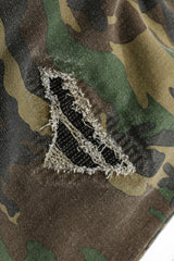 Distressed Camo Straight Leg Cargo Pants