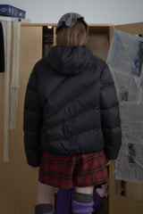 Asymmetric Quilted Hooded Puffer Jacket