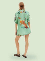 Unique Ethnic Print Loose Shirt And Shorts Set