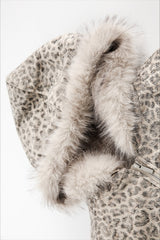 Leopard Faux Fur Lined Hooded Puffer Coat