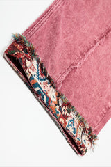 Pattern Patch Ankle Barrel Leg Jeans