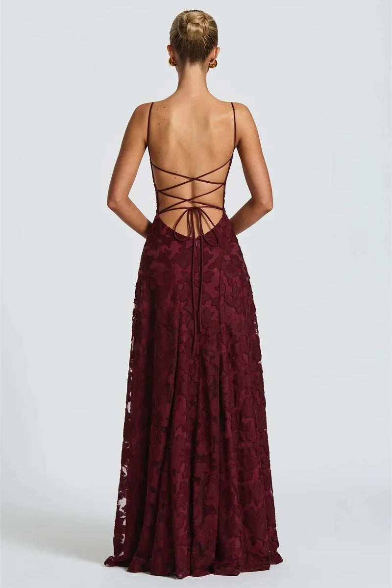 Lace-Up Backless Maxi Dress