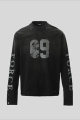 Distressed Number Graphic Long Sleeve T-Shirt