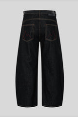 Dragon Illustration Washed Wide Leg Jeans