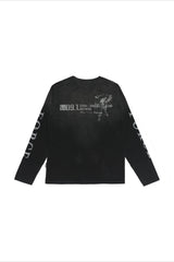 Distressed Number Graphic Long Sleeve T-Shirt