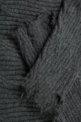 Distressed Ribbed Henley Neck Knit Sweater