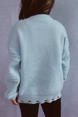 Christmas 3D Tree Pearl Solid Flocked Sweater