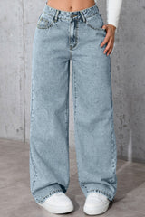 Casual High Waist Relaxed Straight Leg Jeans