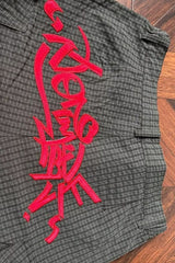 Red Embroidered Wide Leg Cargo Pants
