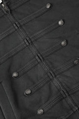 Studded Panel Washed Hooded Zip Coat