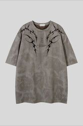 Thorn Embroidered Washed Oversized Short Sleeve T-Shirt