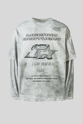 Washed Racing Graphic Layered Long Sleeve Tee