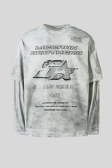 Washed Racing Graphic Layered Long Sleeve Tee