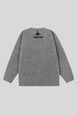 Fuzzy Typography Relaxed Crew Neck Sweater