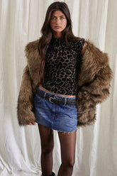 Sheer Vintage Leopard Crop Top