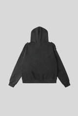 Studded Panel Washed Hooded Zip Coat