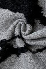 Abstract Jacquard Full Zip Knit Cardigan